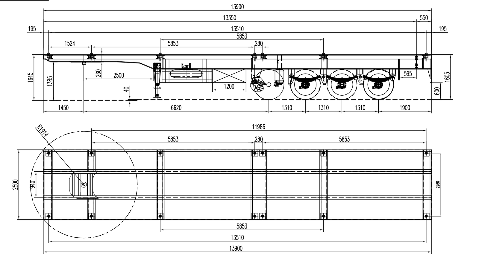 drawing of semi trailer